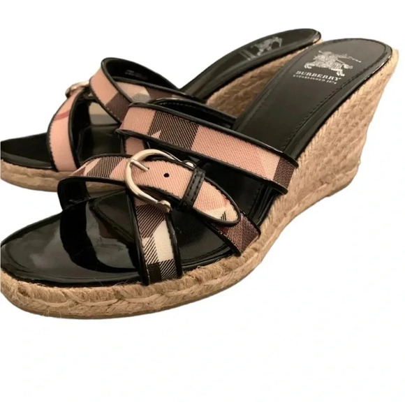 Burberry Nova check Espadrille Wedge Sandals size EU37 or US size 6 Authentic - Picture 1 of 11